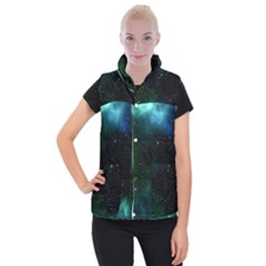 Galaxy Sky Blue Green Women s Button Up Vest by snowwhitegirl