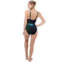 Galaxy Sky Blue Green High Neck One Piece Swimsuit View2