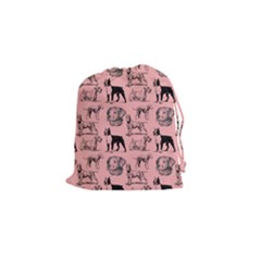 Dog Pattern Pink Drawstring Pouch (small) by snowwhitegirl