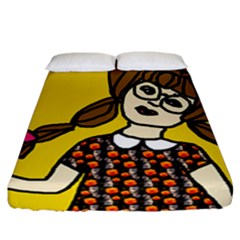 Girl With Popsicle Yellow Background Fitted Sheet (california King Size) by snowwhitegirl