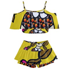 Girl With Popsicle Yellow Background Kids  Off Shoulder Skirt Bikini by snowwhitegirl