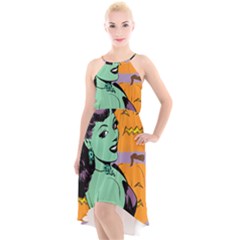 Zombie Retro Girl High-low Halter Chiffon Dress  by snowwhitegirl