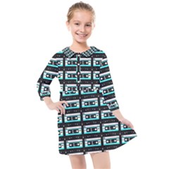 Aqua Cassette Kids  Quarter Sleeve Shirt Dress by snowwhitegirl