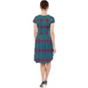 Mod Teal Red Circles Pattern Cap Sleeve Midi Dress View2