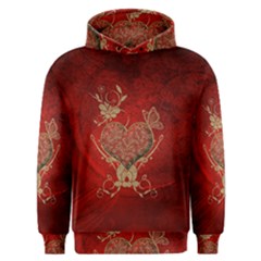 Wonderful Decorative Heart In Gold And Red Men s Overhead Hoodie by FantasyWorld7