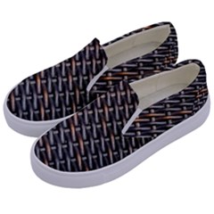 Rattan Wood Background Pattern Kids  Canvas Slip Ons by Simbadda