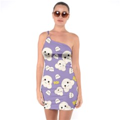 Cute Kawaii Popcorn Pattern One Soulder Bodycon Dress by Valentinaart