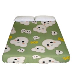 Cute Kawaii Popcorn Pattern Fitted Sheet (queen Size) by Valentinaart