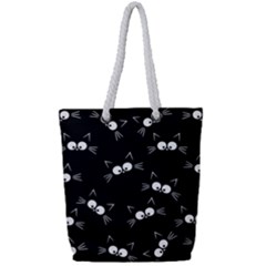 Cute Black Cat Pattern Full Print Rope Handle Tote (small) by Valentinaart