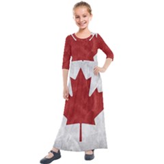 Canada Grunge Flag Kids  Quarter Sleeve Maxi Dress by Valentinaart