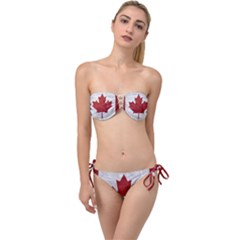 Canada Grunge Flag Twist Bandeau Bikini Set by Valentinaart