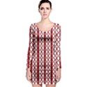 Circles Lines Red White Pattern Long Sleeve Bodycon Dress View1