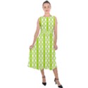 Circle Stripes Lime Green Modern Pattern Design Midi Tie-Back Chiffon Dress View1