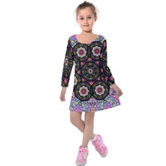 Decorative Ornate Candy With Soft Candle Light For Peace Kids  Long Sleeve Velvet Dress by pepitasart