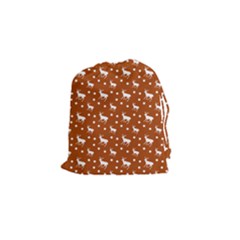 Deer Dots Orange Drawstring Pouch (small) by snowwhitegirl