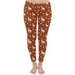 Deer Dots Orange Classic Winter Leggings by snowwhitegirl