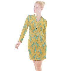 Bold And Brash Pattern Button Long Sleeve Dress by Valentinaart