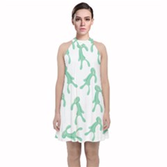 Bold And Brash Pattern Velvet Halter Neckline Dress  by Valentinaart