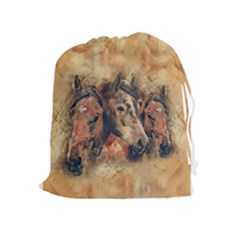 Head Horse Animal Vintage Drawstring Pouch (xl) by Simbadda