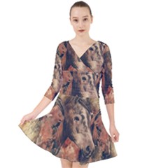 Head Horse Animal Vintage Quarter Sleeve Front Wrap Dress by Simbadda