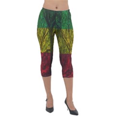 Rasta Forest Rastafari Nature Lightweight Velour Capri Leggings  by Simbadda