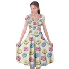 Donuts Pattern Cap Sleeve Wrap Front Dress by Valentinaart