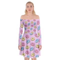 Donuts Pattern Off Shoulder Skater Dress by Valentinaart