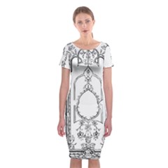 Leighton Floriated Antique Scroll Classic Short Sleeve Midi Dress by Simbadda