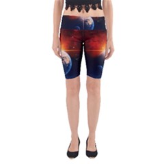 Earth Globe Planet Space Universe Yoga Cropped Leggings by Celenk