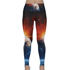 Earth Globe Planet Space Universe Lightweight Velour Classic Yoga Leggings by Celenk