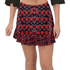 Red Lips And Roses Just For Love Fishtail Mini Chiffon Skirt by pepitasart