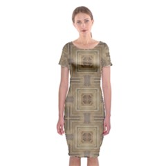 Abstract Wood Design Floor Texture Classic Short Sleeve Midi Dress by Celenk