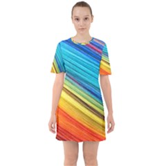 Rainbow Sixties Short Sleeve Mini Dress by NSGLOBALDESIGNS2