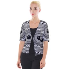 Graphic Design Round Geometric Cropped Button Cardigan by Simbadda