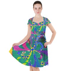 Mandala Abstract Background Image Cap Sleeve Midi Dress by Simbadda