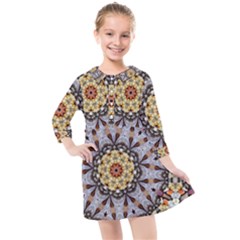 Abstract Art Texture Mandala Kids  Quarter Sleeve Shirt Dress by Simbadda