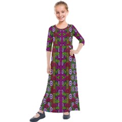 Floral Climbing To The Sky For Ornate Decorative Happiness Kids  Quarter Sleeve Maxi Dress by pepitasart