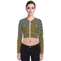 Gold Jungle And Paradise Liana Flowers Zip Up Bomber Jacket by pepitasart