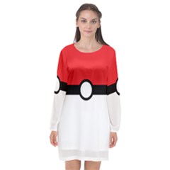 Poke Ball Long Sleeve Chiffon Shift Dress  by raeraeshescrafty