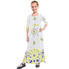 Faded Yellow Bandana Kids  Quarter Sleeve Maxi Dress by dressshop