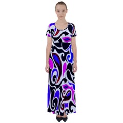 Retro Swirl Abstract High Waist Short Sleeve Maxi Dress by dressshop