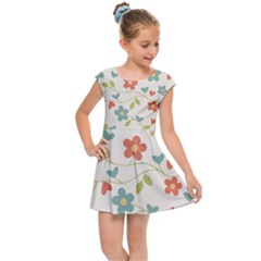 Flowers Pattern Kids Cap Sleeve Dress by Hansue