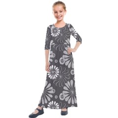 Floral Pattern Kids  Quarter Sleeve Maxi Dress by Hansue