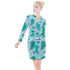 Seamless Button Long Sleeve Dress by Hansue