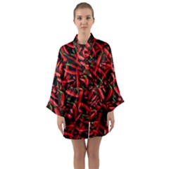 Red Chili Peppers Pattern Long Sleeve Kimono Robe by bloomingvinedesign