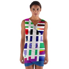 Color Graffiti Pattern Geometric Wrap Front Bodycon Dress by Nexatart