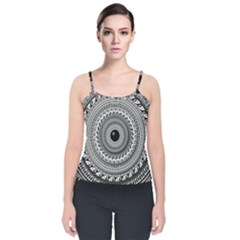 Graphic Design Round Geometric Velvet Spaghetti Strap Top by Nexatart