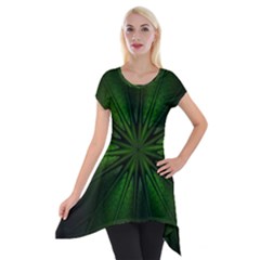 Green Fractal Art Artistic Pattern Short Sleeve Side Drop Tunic by Nexatart