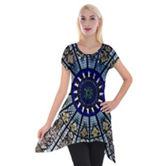 Pattern Art Form Architecture Short Sleeve Side Drop Tunic by Nexatart