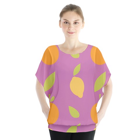 Seamlessly Pattern Fruits Fruit Batwing Chiffon Blouse by Nexatart